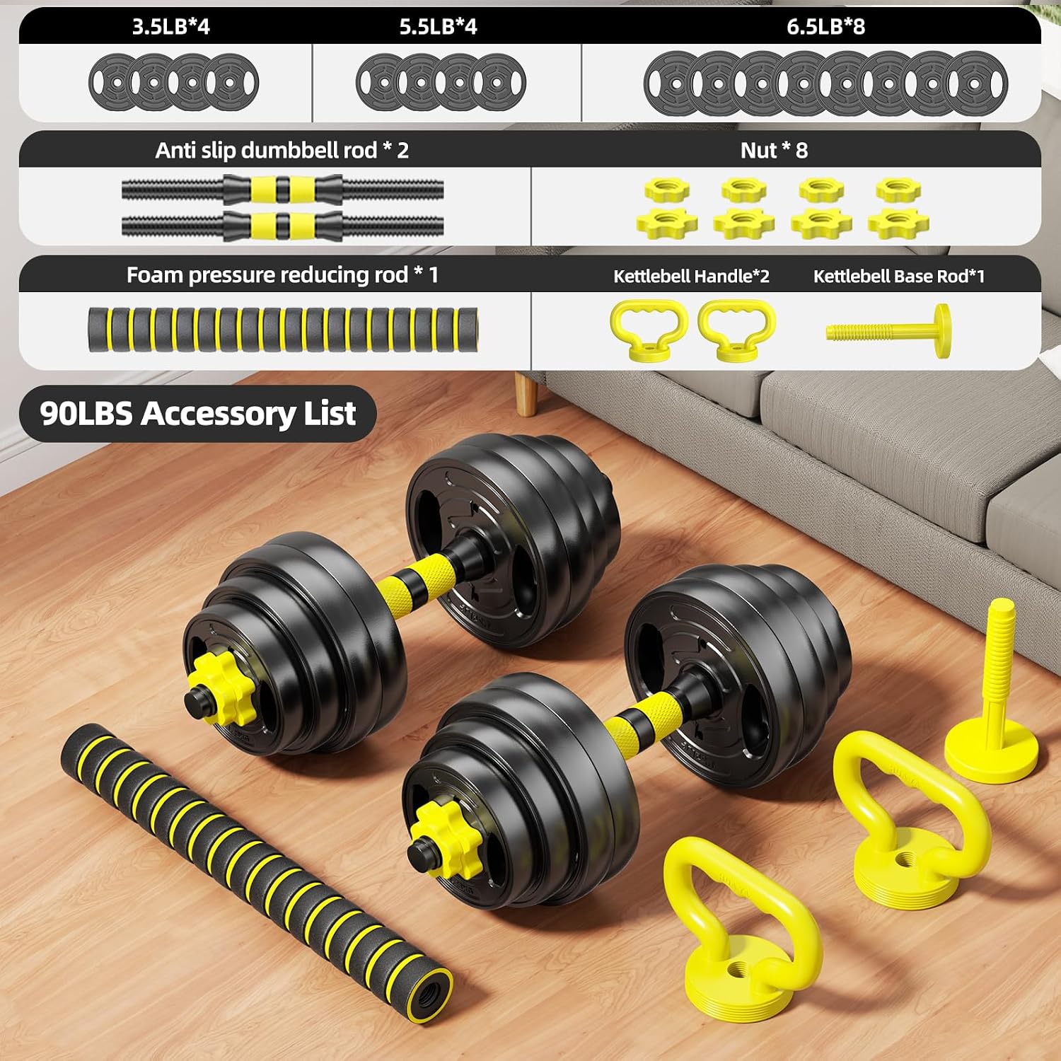 Adjustable Dumbbell Set, 10-90 - Dumbbell Set recension och pris