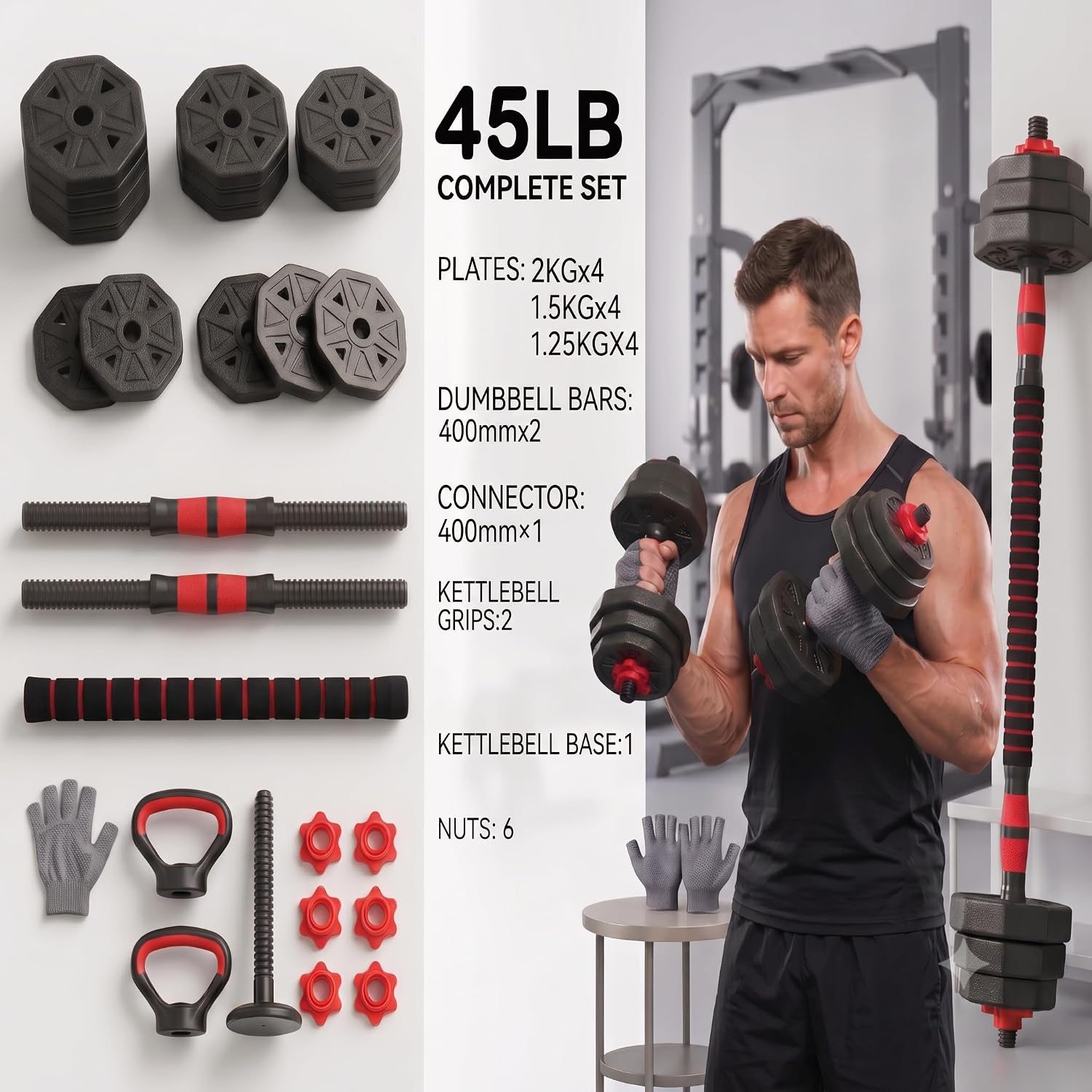 6-in-1 Adjustable Dumbbell & B - Dumbbell Set recension och pris